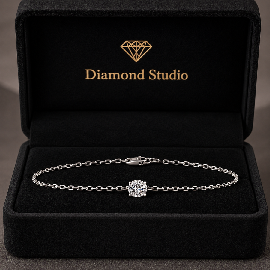 0.55 Carat Oval Cut Diamond Chain Bracelet VS1 D F White Gold 14k