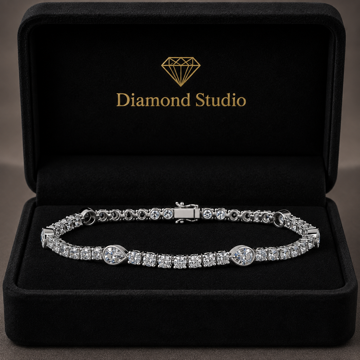 9.08 Carat Pear Cut Diamond Tennis Bracelet VS1 D F White Gold 14k