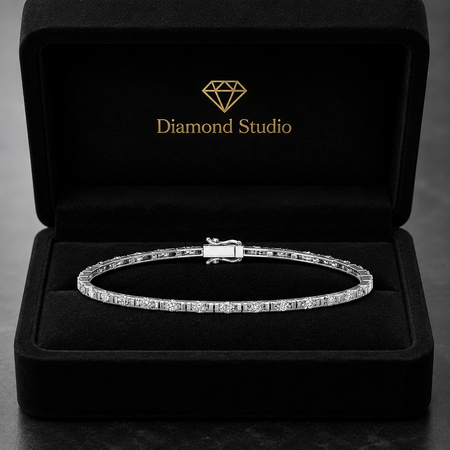 3.09 Carat Marquise Cut Diamond Tennis Bracelet VS1 D F White Gold 14k