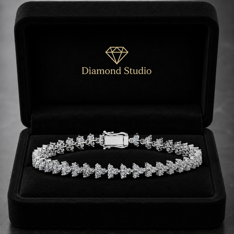 4.09 Carat Round Cut Diamond Tennis Bracelet VS1 D F White Gold 14k