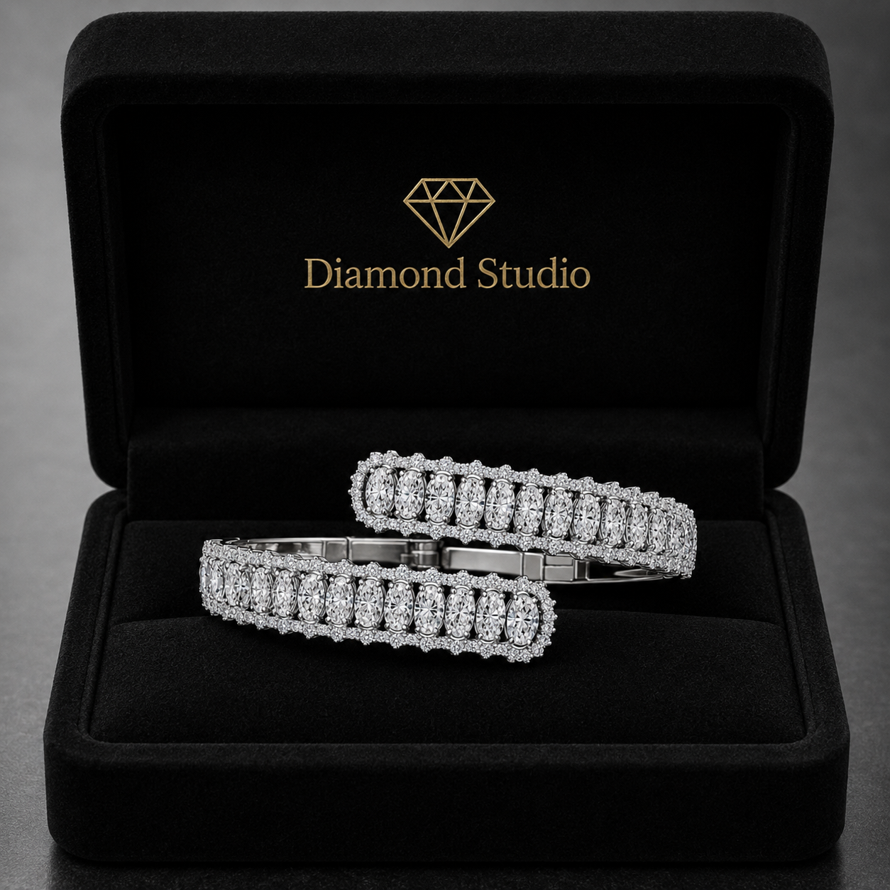 9.72 Carat Oval Round Cut Diamond Bangle Bracelet VS1 D F White Gold 14k