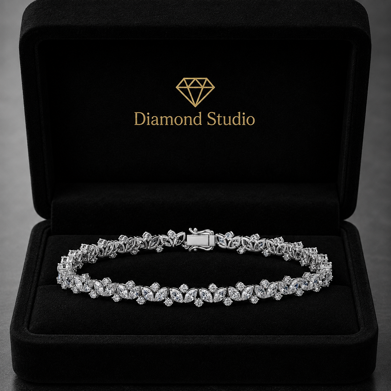 4.45 Carat Marquise Cut Diamond Tennis Bracelet VS1 D F White Gold 14k