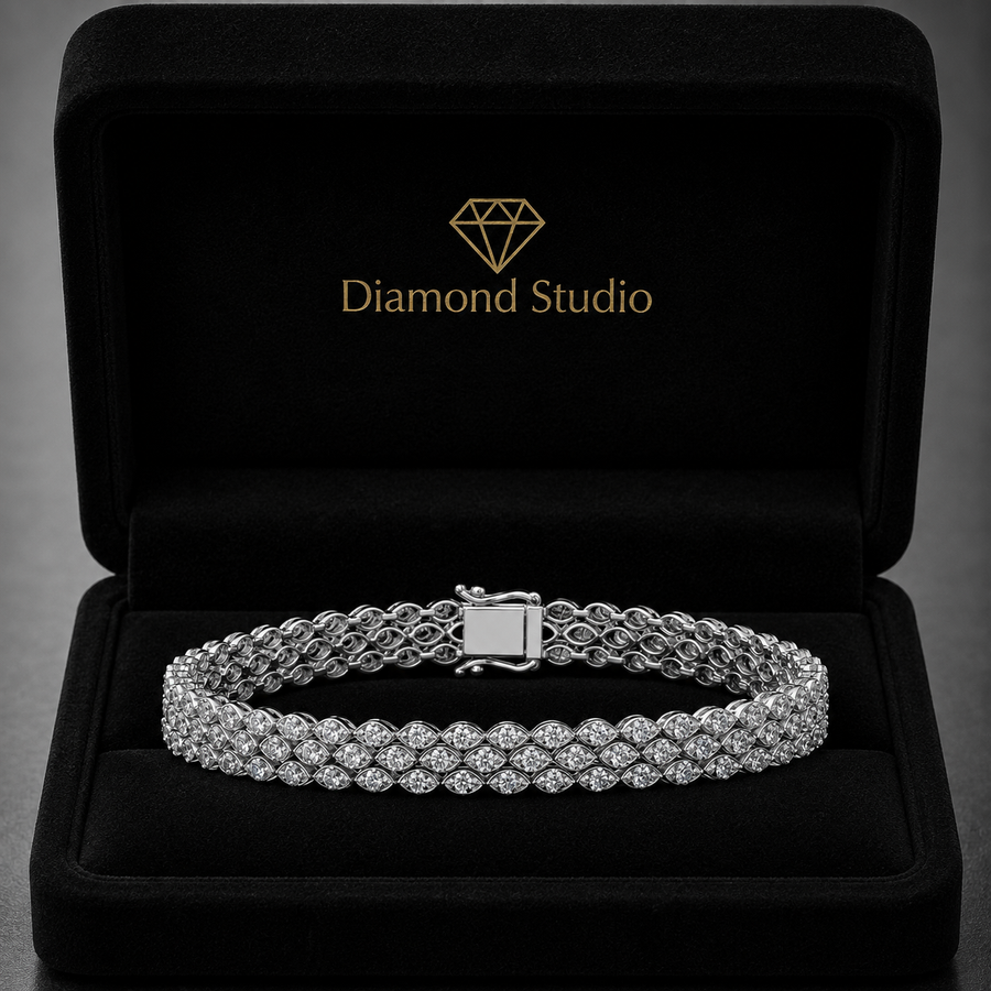 6.17 Carat Round Cut Diamond Tennis Bracelet VS1 D F White Gold 14k