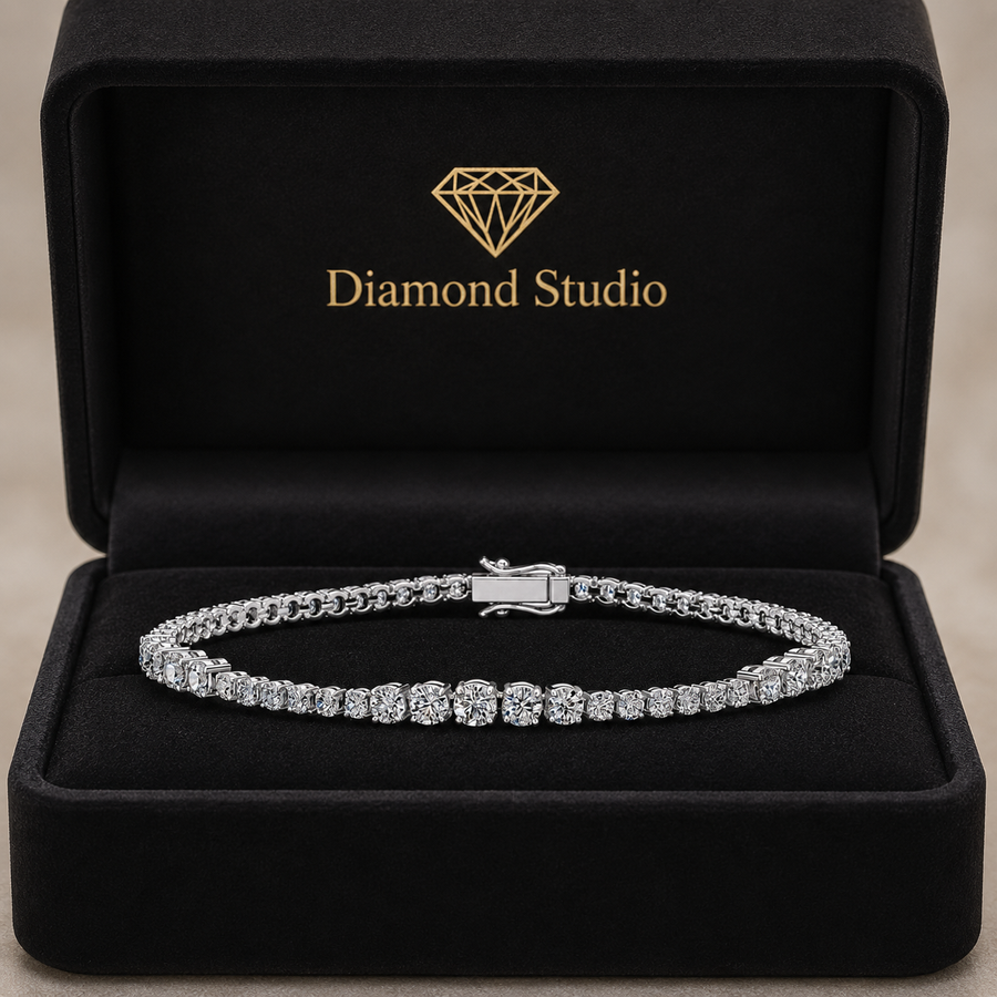4.97 Carat Round Cut Diamond Tennis Bracelet VS1 D F White Gold 14k