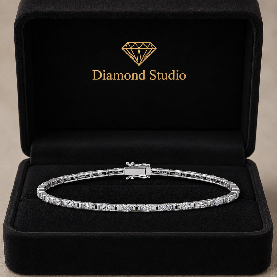 3.09 Carat Marquise Cut Diamond Tennis Bracelet VS1 D F White Gold 14k