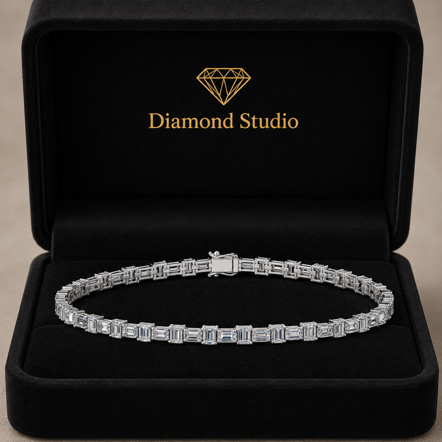 6.2 Carat Emerald Cut Diamond Tennis Bracelet VS1 D F White Gold 14k