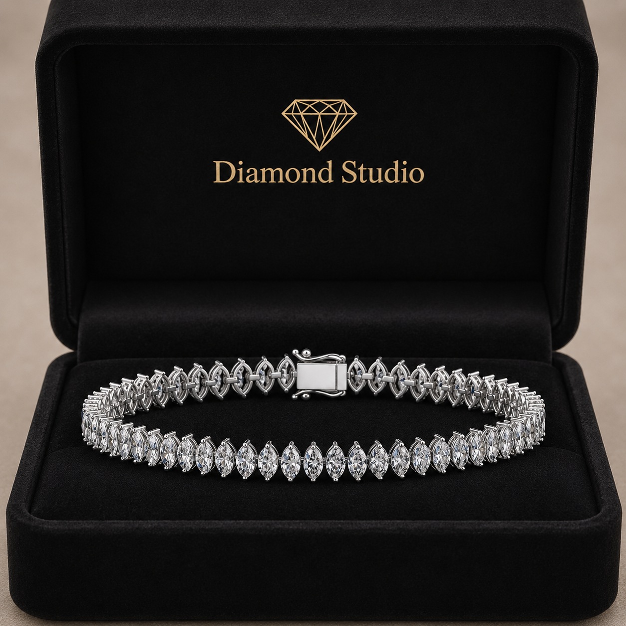 7.28 Carat Marquise Cut Diamond Tennis Bracelet VS1 D F White Gold 14k