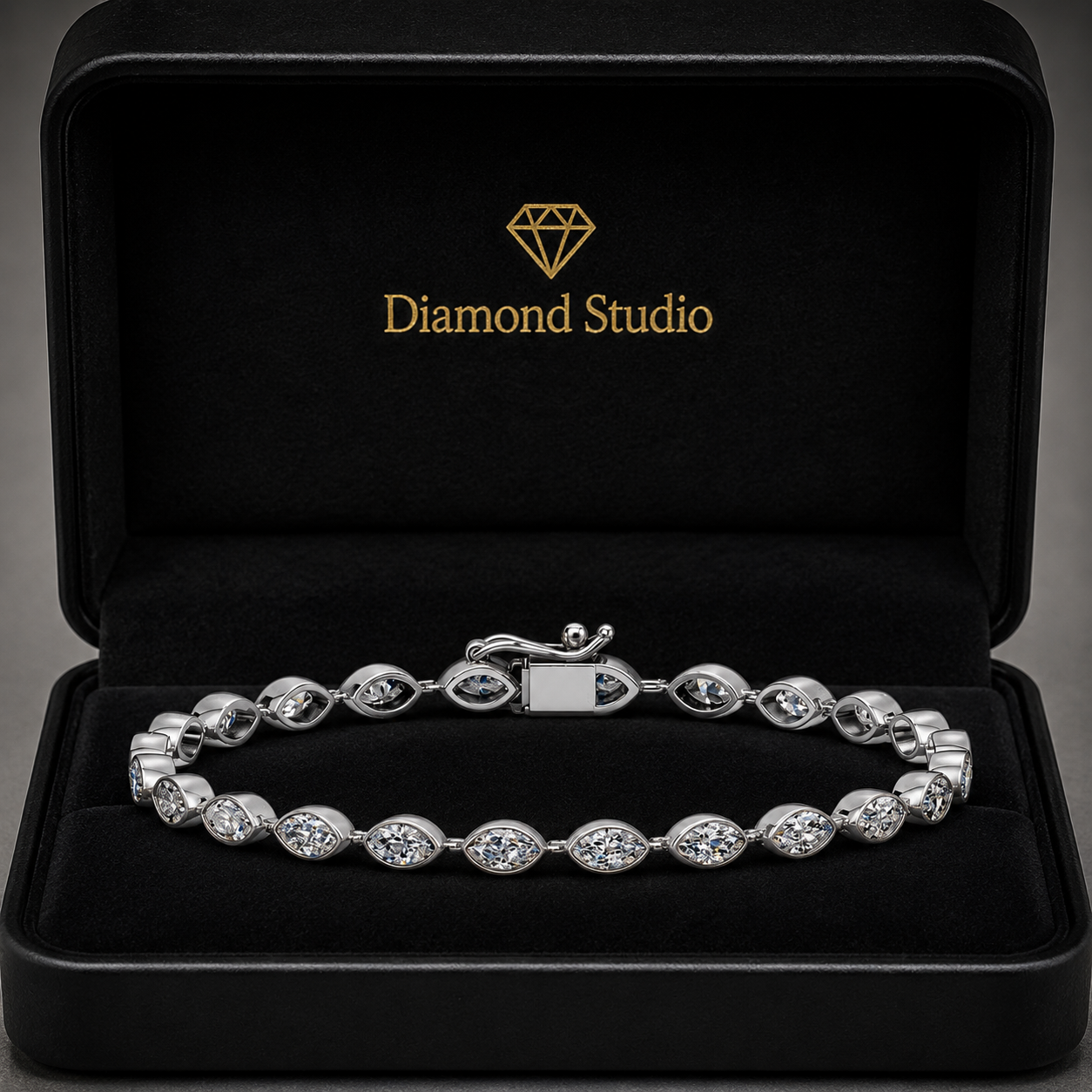 4.25 Carat Marquise Cut Diamond Tennis Bracelet VS1 D F White Gold 14k