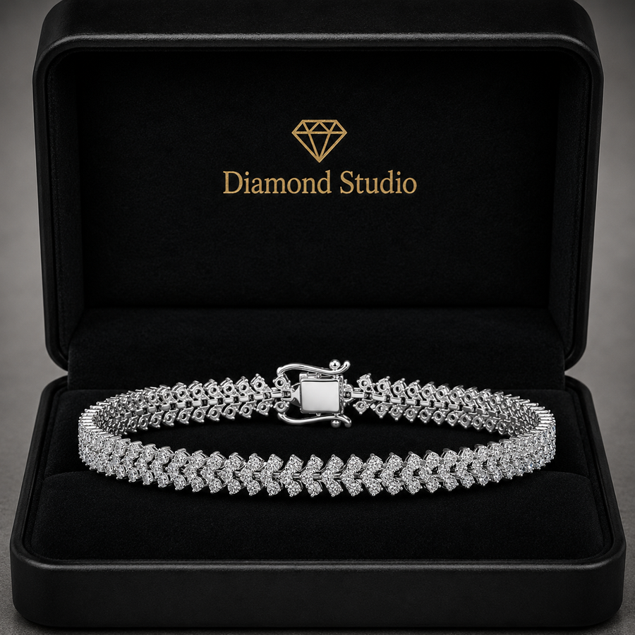 3.73 Carat Round Cut Diamond Tennis Bracelet VS1 D F White Gold 14k