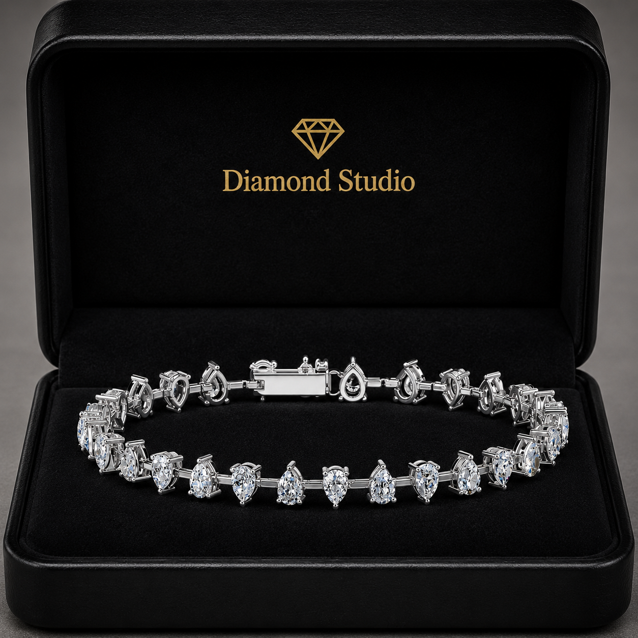 8.79 Carat Pear Cut Diamond Tennis Bracelet VS1 D F White Gold 14k