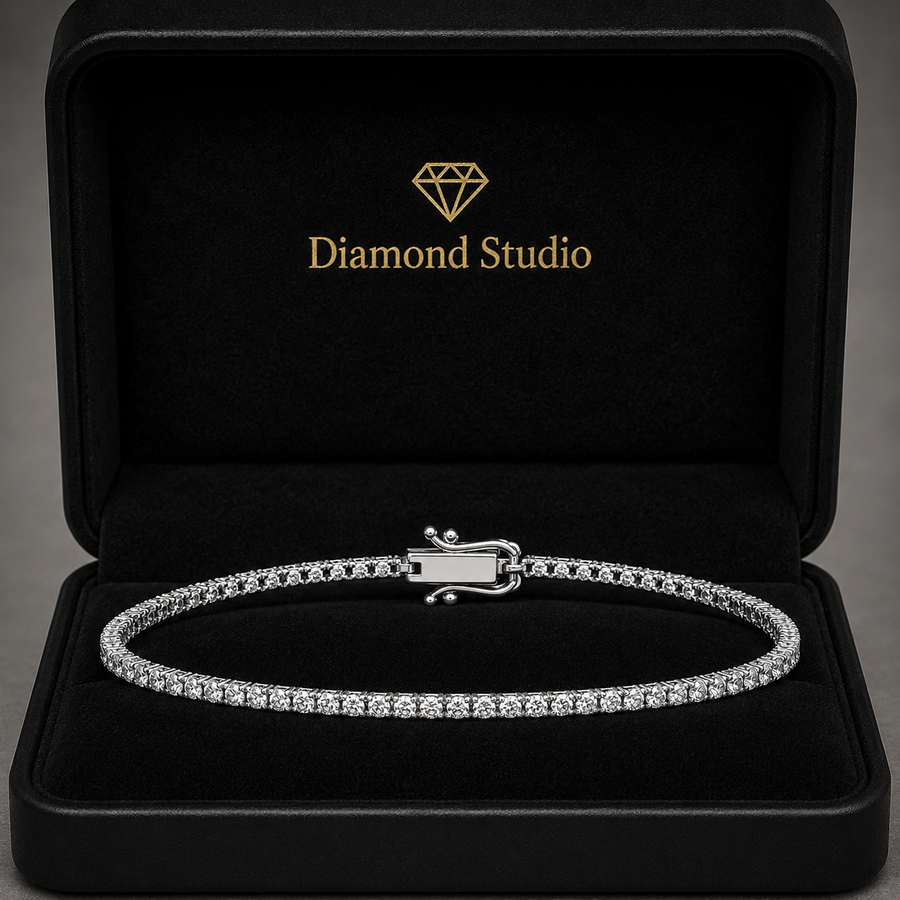 1.83 Carat Round Cut Diamond Tennis Bracelet VS1 D F White Gold 14k