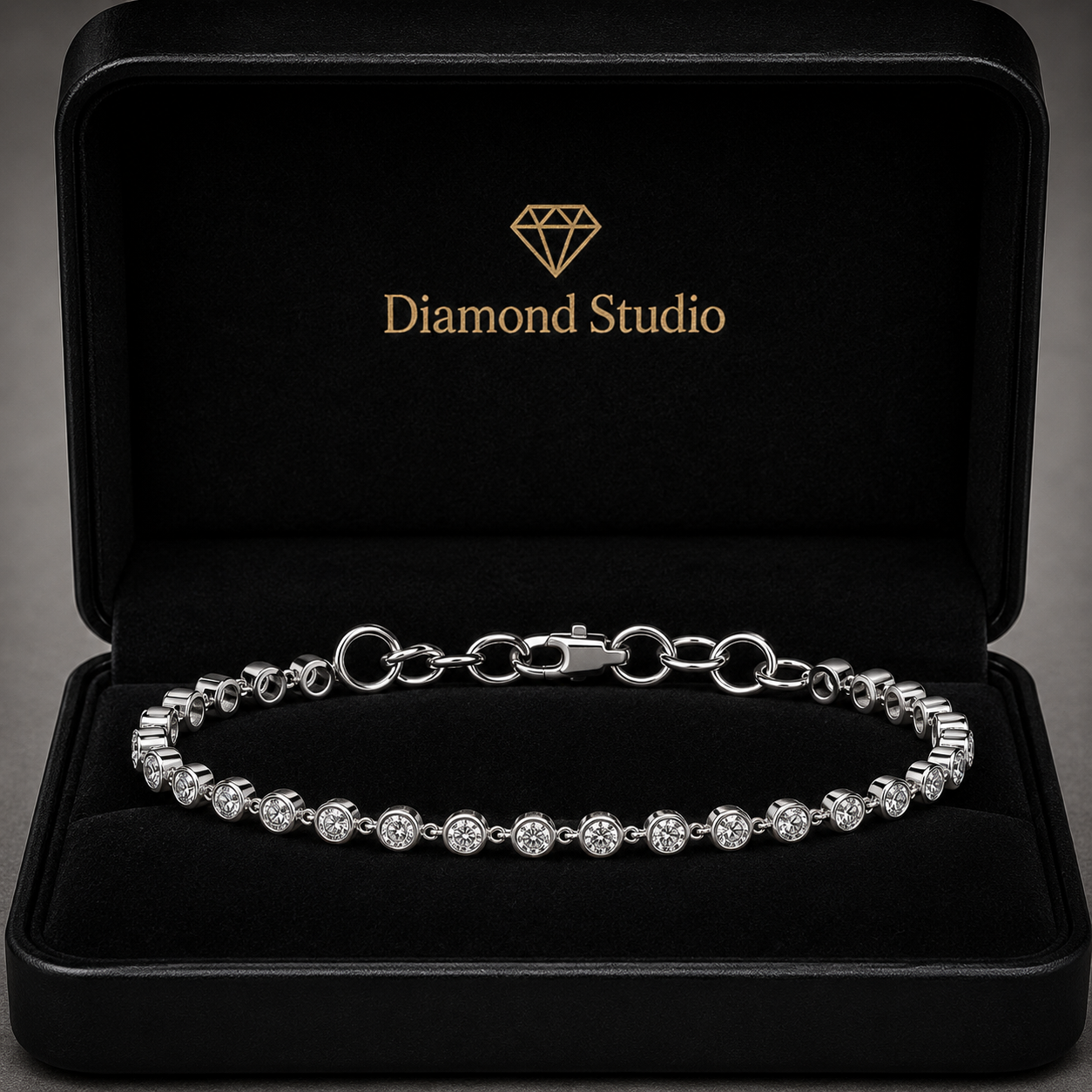 1.54 Carat Round Cut Diamond Chain Bracelet VS1 D F White Gold 14k