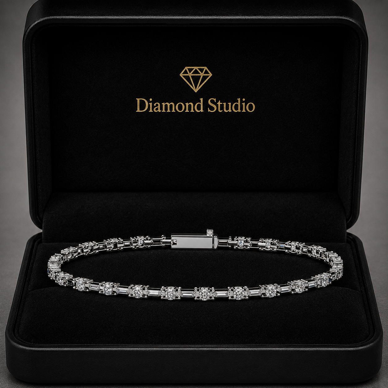 4.35 Carat Baguette Round Cut Diamond Tennis Bracelet VS1 D F White Gold 14k