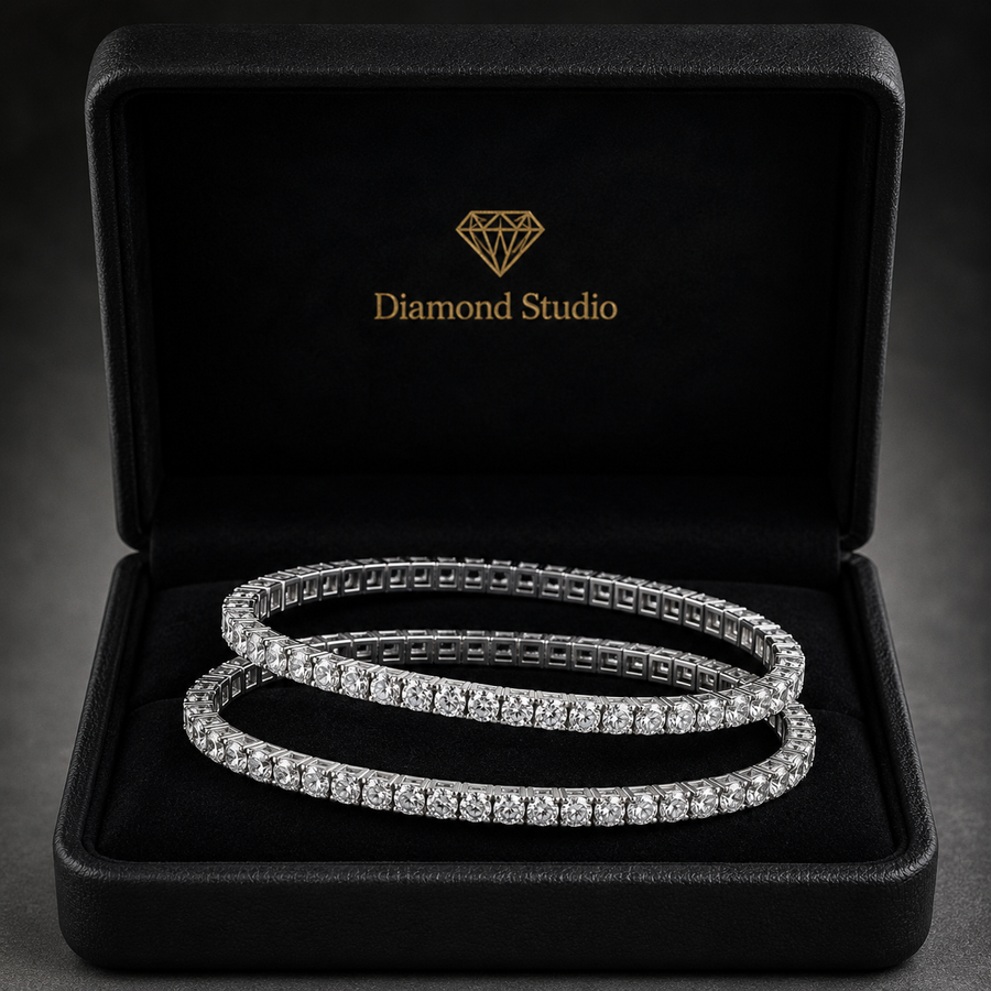 4.62 Carat Round Cut Diamond Bangle Bracelet VS1 D F White Gold 14k