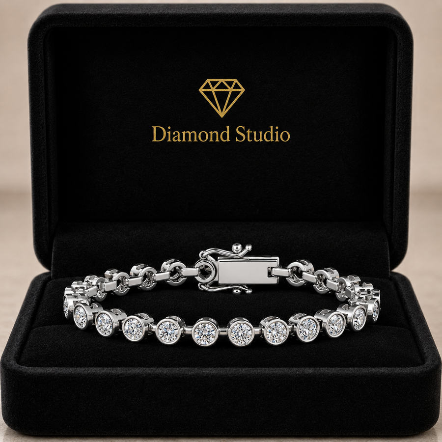 8.13 Carat Round Cut Diamond Tennis Bracelet VS1 D F White Gold 14k