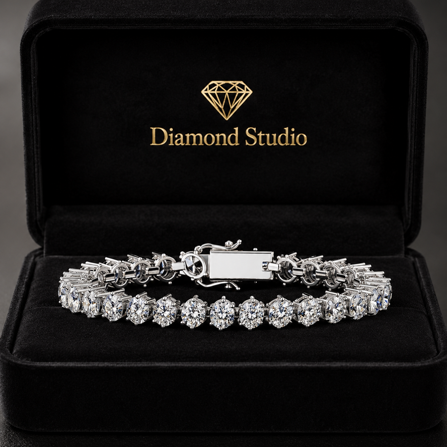 11.09 Carat Oval Cut Diamond Tennis Bracelet VS1 D F White Gold 14k