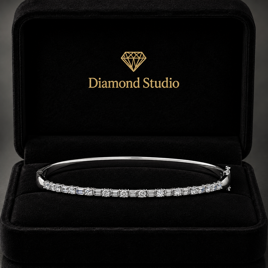 1.6 Carat Round Emerald Cut Diamond Tennis Bracelet VS1 D F White Gold 14k