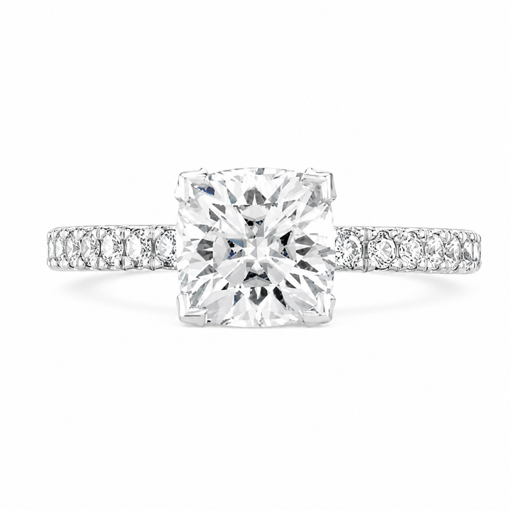 Jade  Lab Grown Round Cut Pave 4 Prong Diamond Engagement Ring