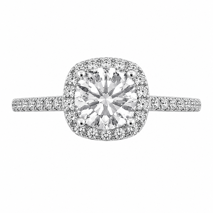 Aaliyah  Lab Grown Round Cut Pave Halo Diamond Engagement Ring