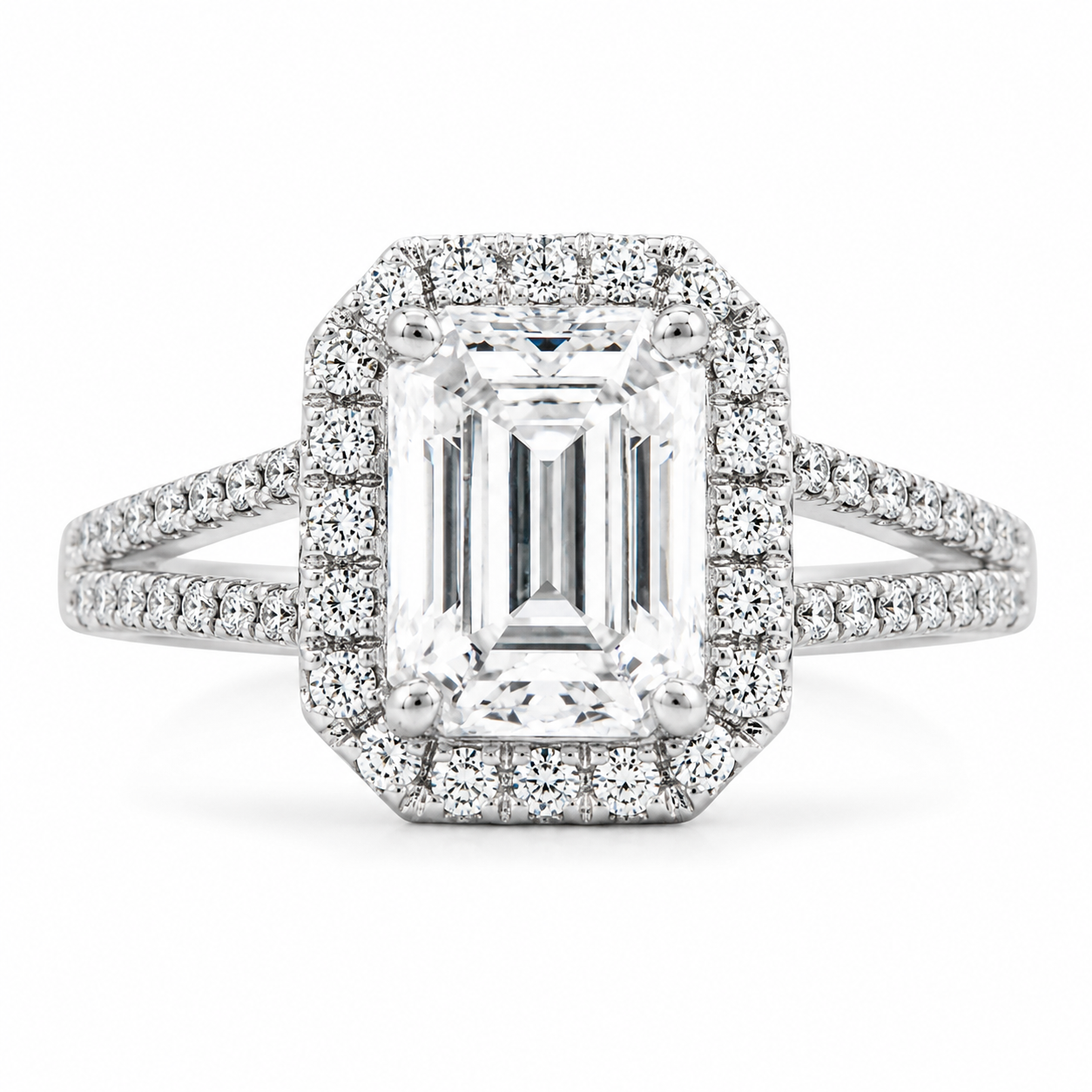 Julia 1.4 ct Lab Grown Radiant Cut Pave Split Shank Diamond Engagement Ring