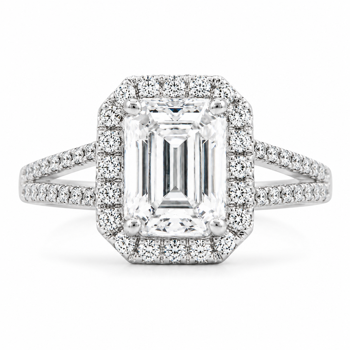 Julia  Lab Grown Radiant Cut Pave Split Shank Diamond Engagement Ring