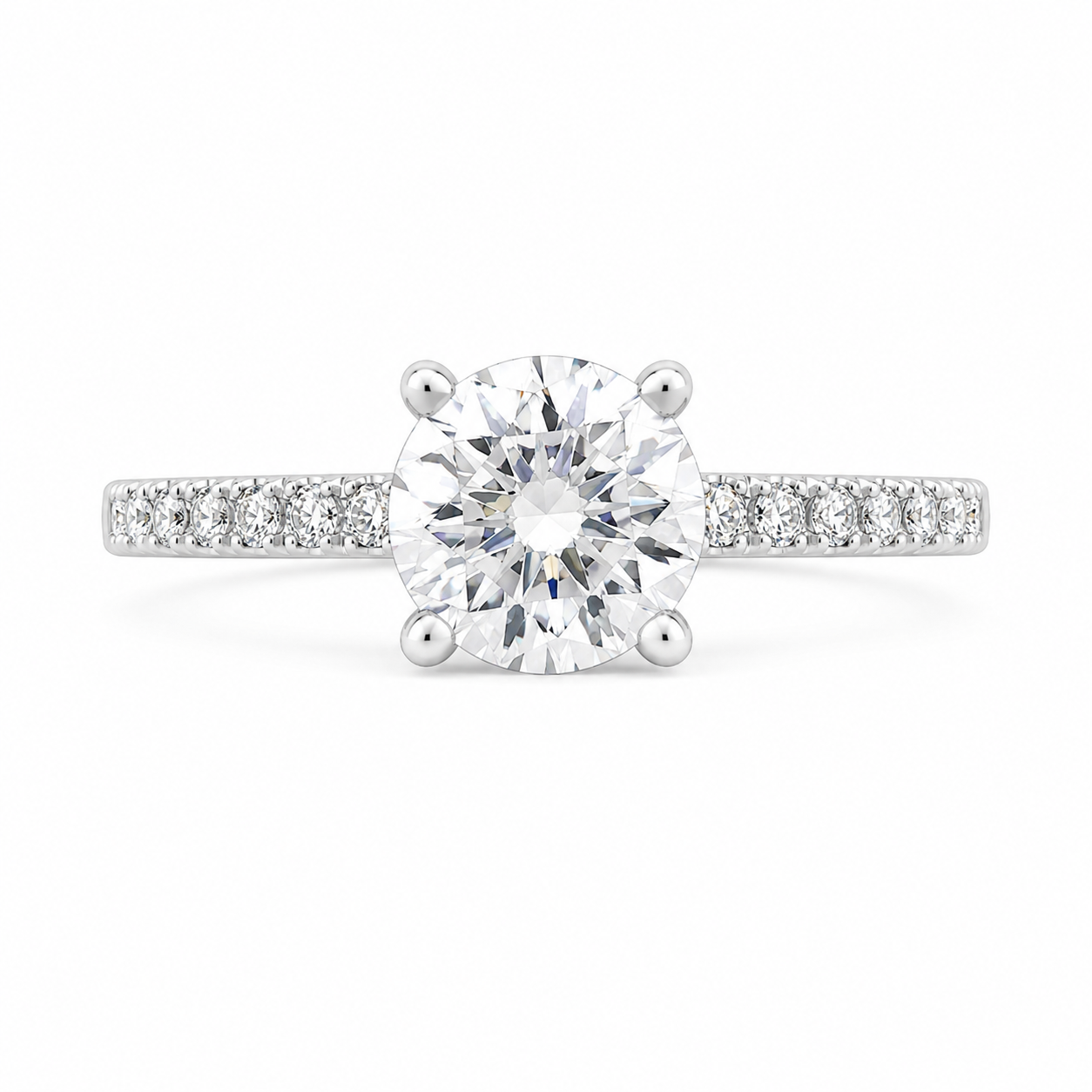 Cora 1.25 ct Lab Grown Round Cut Classic Pave Diamond Engagement Ring