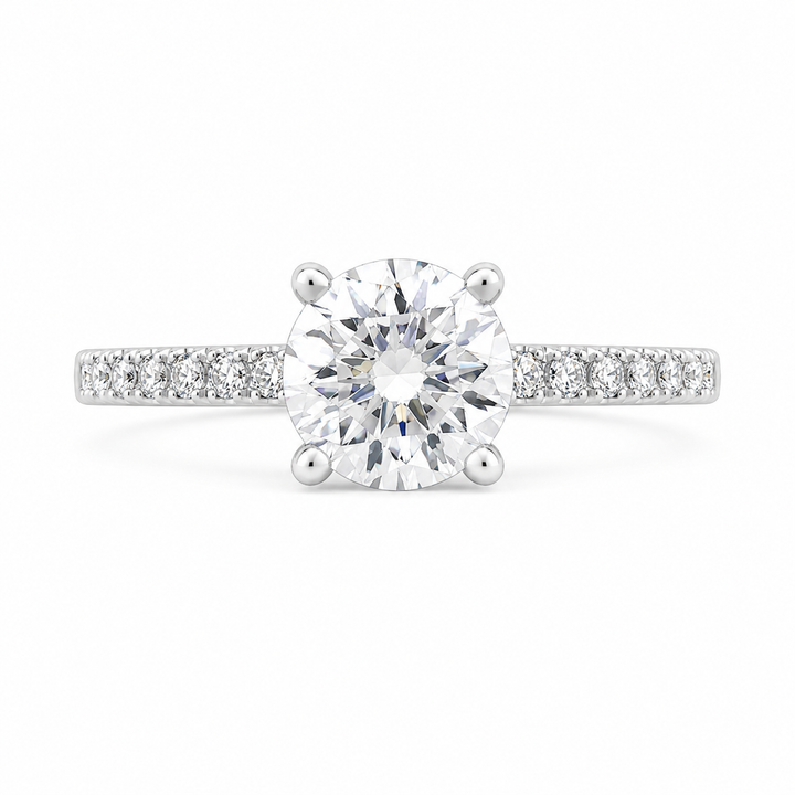 Cora 2.25 ct Lab Grown Round Cut Classic Pave Diamond Engagement Ring — product image
