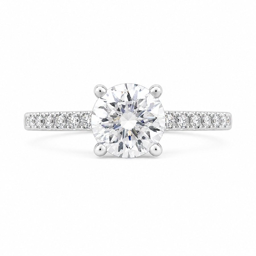 Cora 1.25 ct Lab Grown Round Cut Classic Pave Diamond Engagement Ring