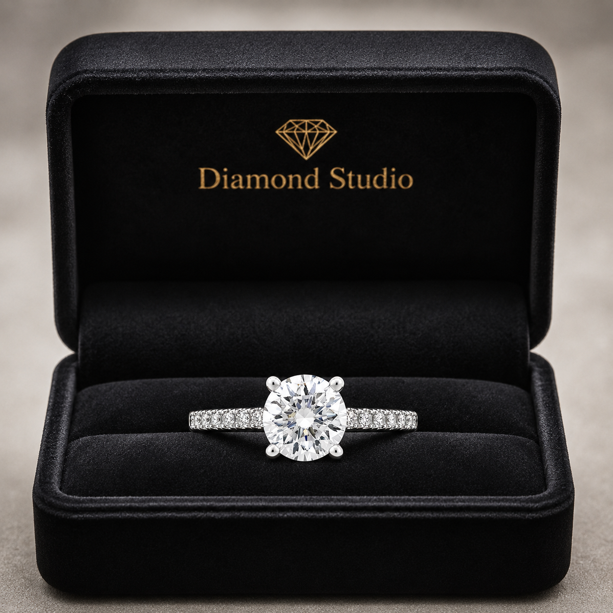 Cora 1.25 ct Lab Grown Round Cut Classic Pave Diamond Engagement Ring