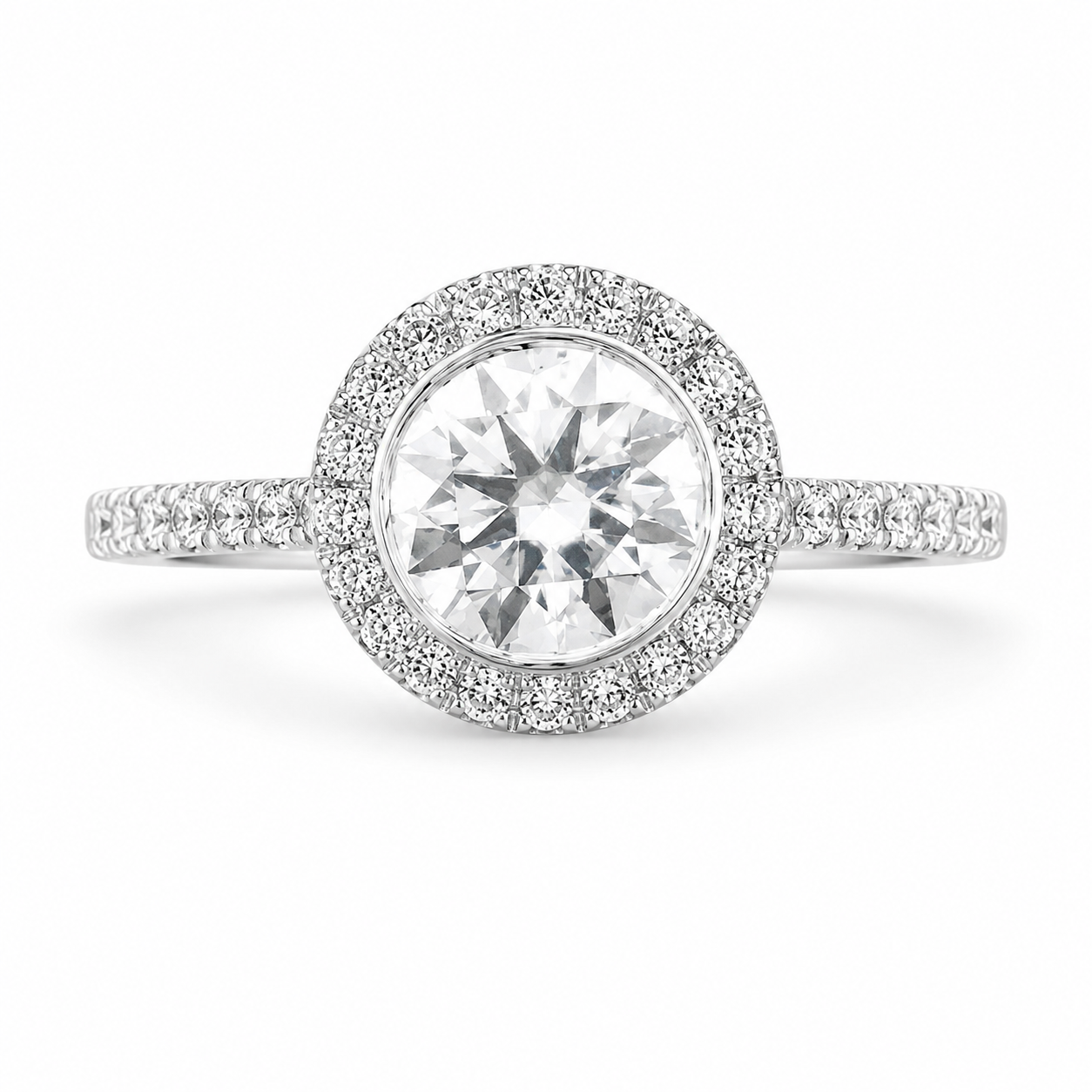 Maya 1.42 ct Lab Grown Round Cut Classic Pave Diamond Engagement Ring