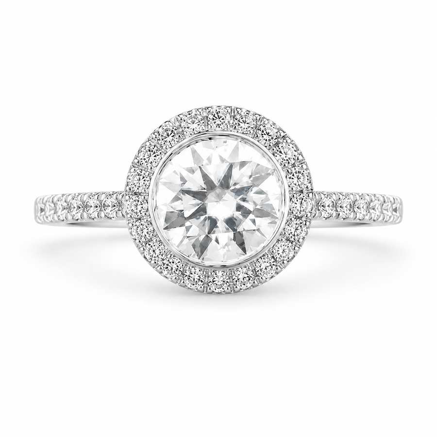 Maya 1.92 ct Lab Grown Round Cut Classic Pave Diamond Engagement Ring