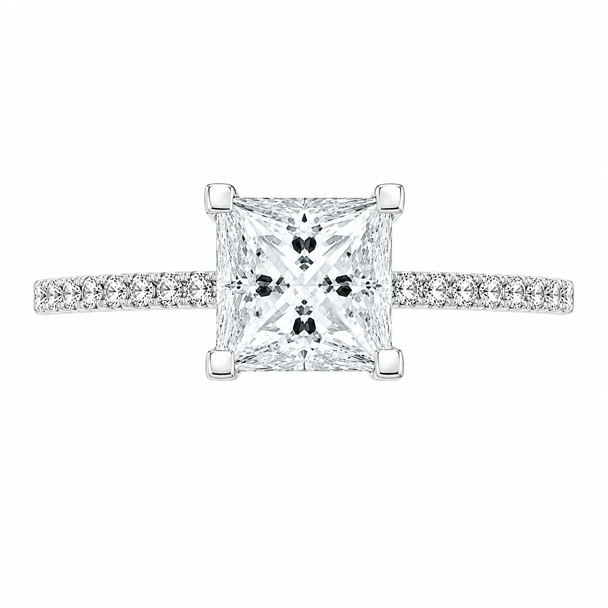 Sophie 3.39 ct Lab Grown Princess Cut Classic Pave Diamond Engagement Ring