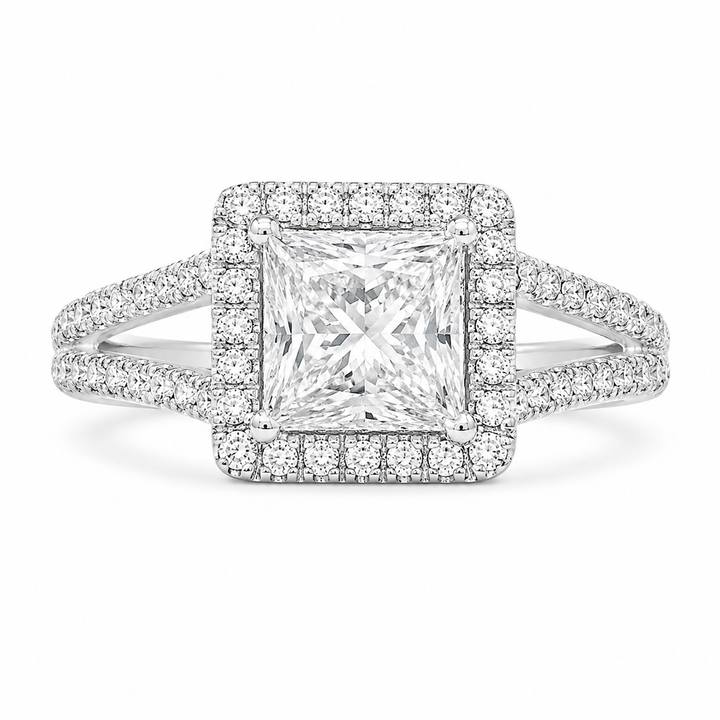 Madeline Lab Grown Princess Cut Halo Split Shank Diamond Engagement Ring