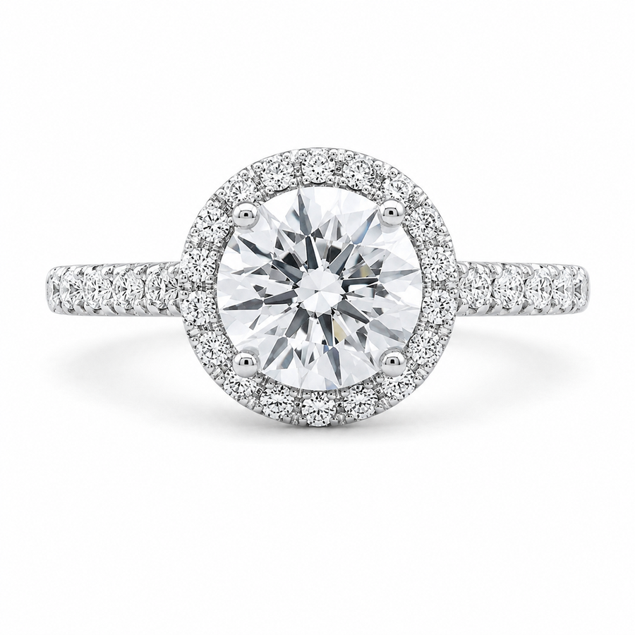 Lila 2.92 ct Lab Grown Round Cut Pave Halo Diamond Engagement Ring