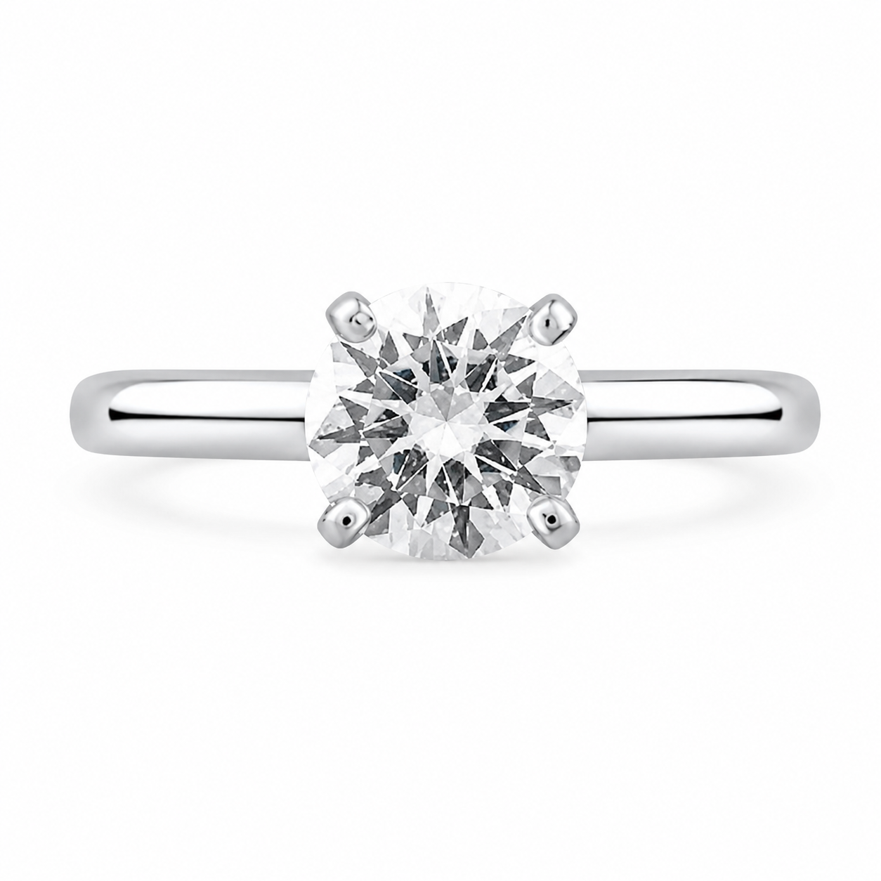 Violet 3 ct Lab Grown Round Cut Classic 4 Prong Diamond Engagement Ring