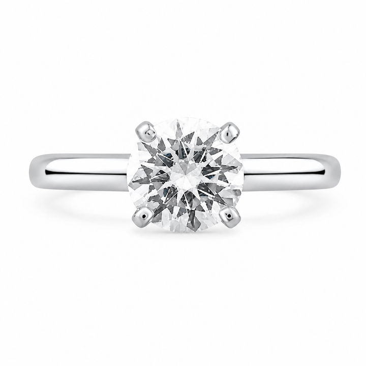 Violet Lab Grown Round Cut Classic 4 Prong Diamond Engagement Ring