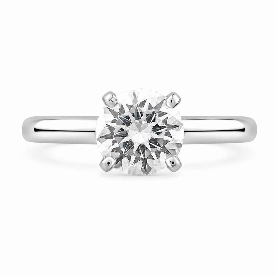 Violet 3 ct Lab Grown Round Cut Classic 4 Prong Diamond Engagement Ring