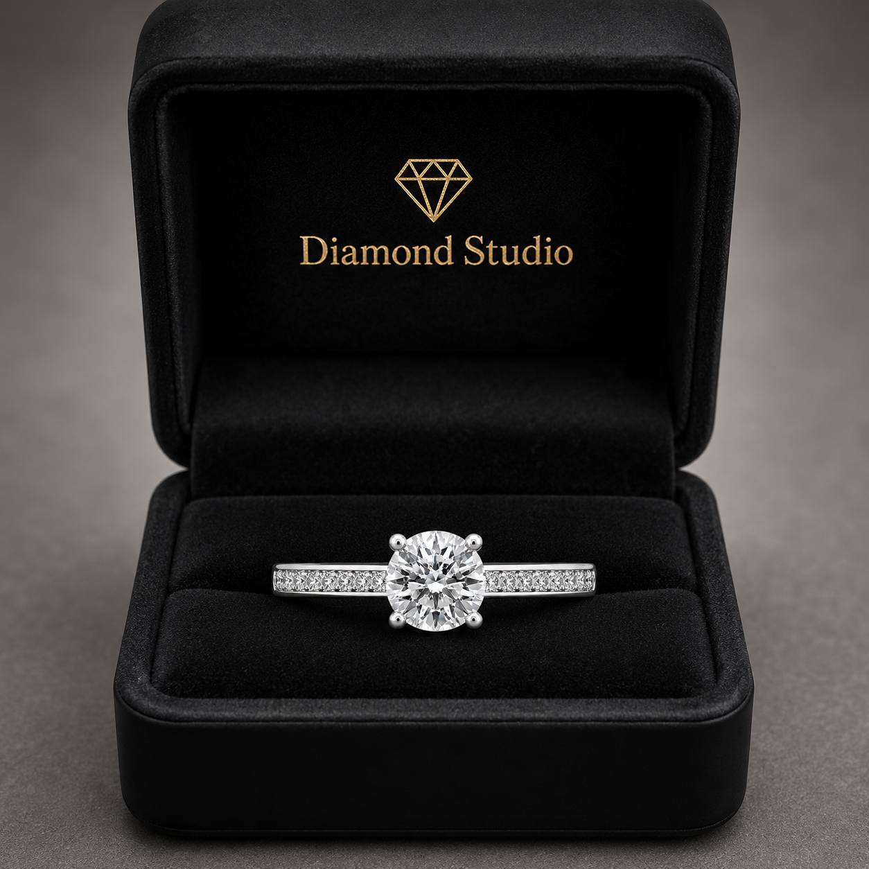 Emilia 1.78 ct Lab Grown Round Cut Channel Set Diamond Engagement Ring