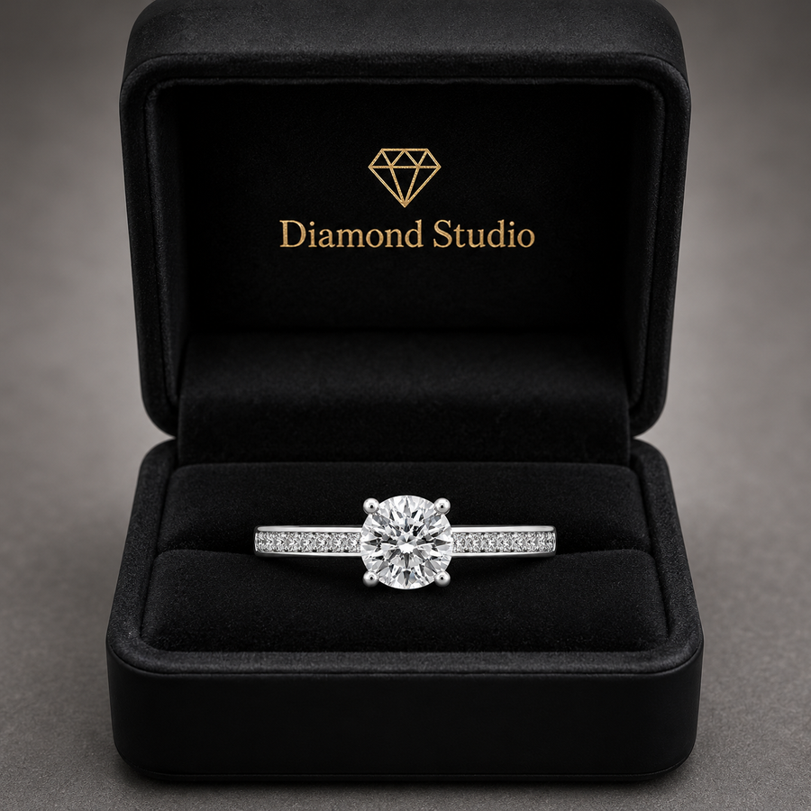 Emilia 1.78 ct Lab Grown Round Cut Channel Set Diamond Engagement Ring