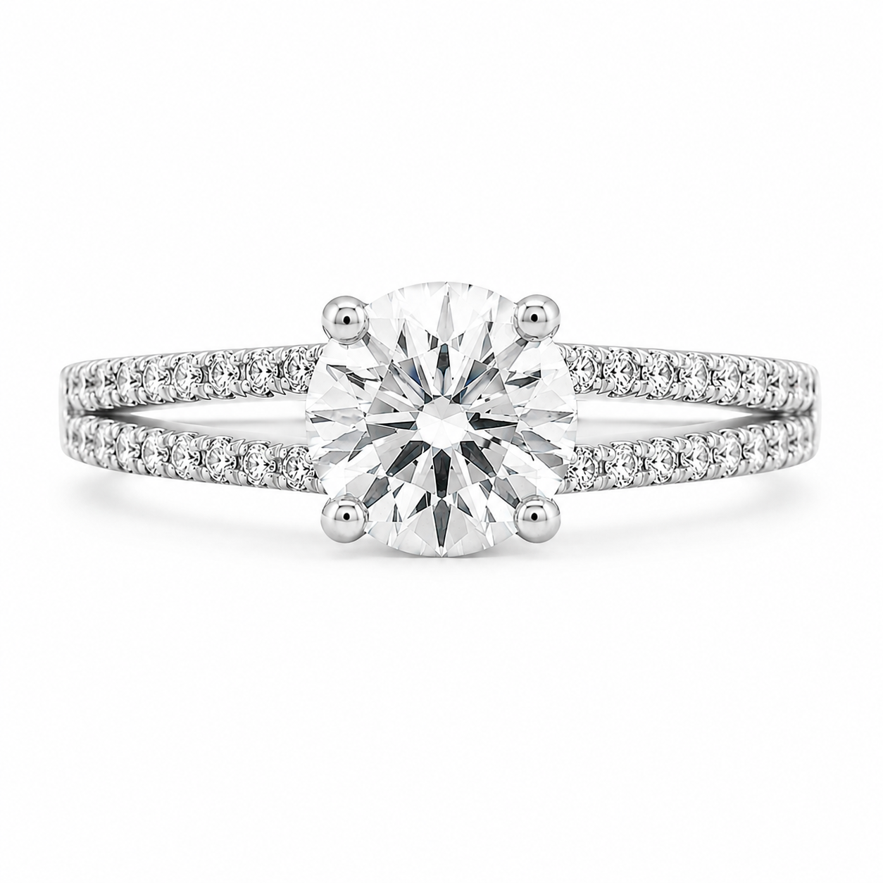 Gabriella 2.22 ct Lab Grown Round Cut Pave 4 Prong Diamond Engagement Ring