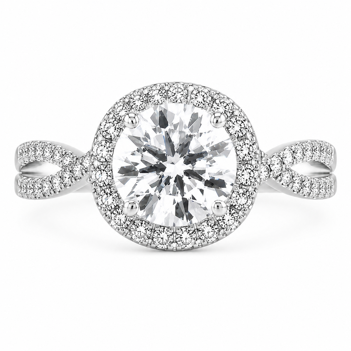 Eliana  Lab Grown Round Cut Halo Pave Diamond Engagement Ring