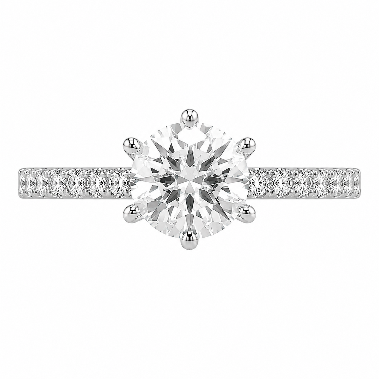 Nora 2.2 ct Lab Grown Round Cut Classic 6 Prong Diamond Engagement Ring