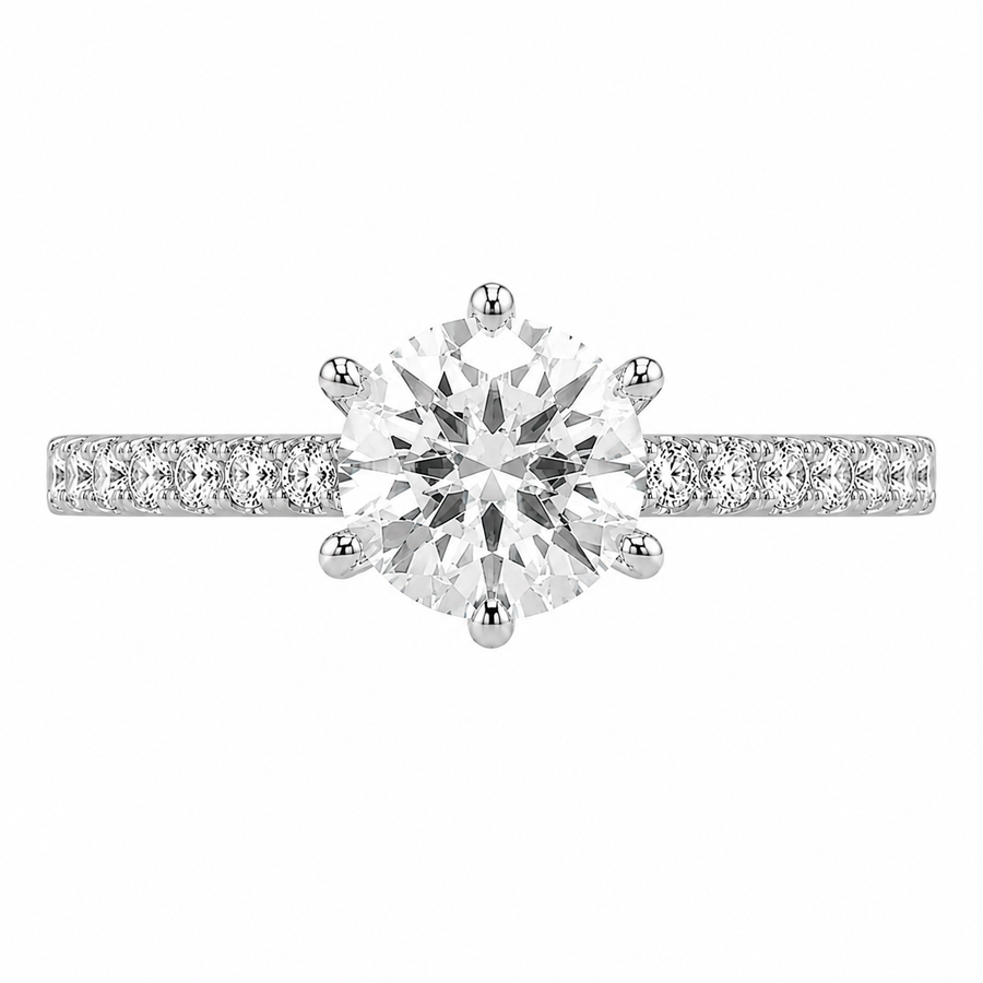 Nora 2.7 ct Lab Grown Round Cut Classic 6 Prong Diamond Engagement Ring