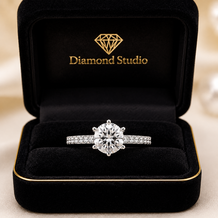 Nora 2.7 ct Lab Grown Round Cut Classic 6 Prong Diamond Engagement Ring