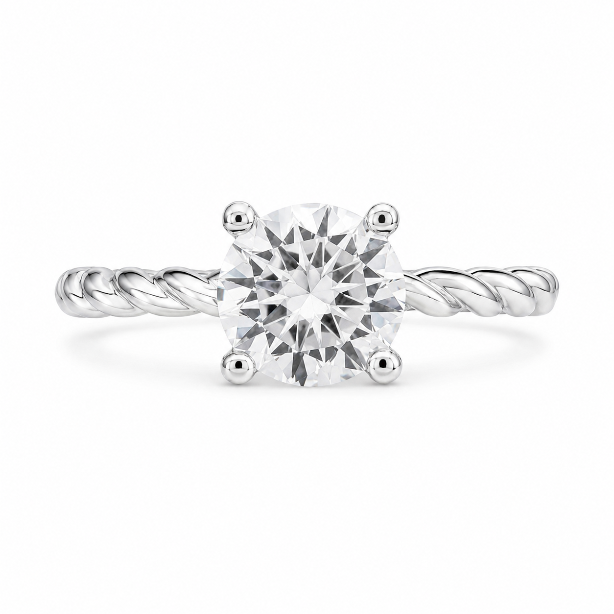 Aurora 2.5 ct Lab Grown Round Cut Twist Rope Diamond Engagement Ring