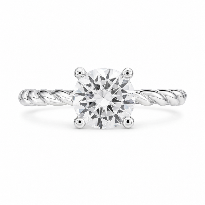 Aurora  Lab Grown Round Cut Twist Rope Diamond Engagement Ring