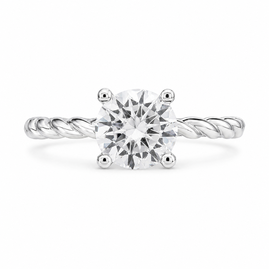 Aurora 3 ct Lab Grown Round Cut Twist Rope Diamond Engagement Ring