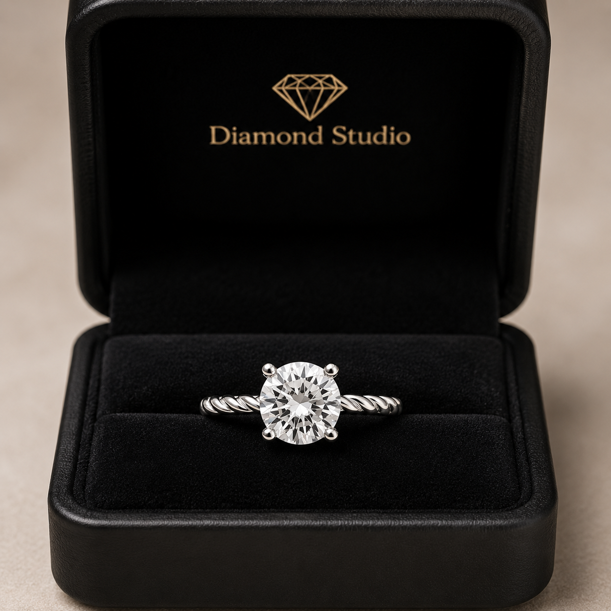 Aurora 2.5 ct Lab Grown Round Cut Twist Rope Diamond Engagement Ring