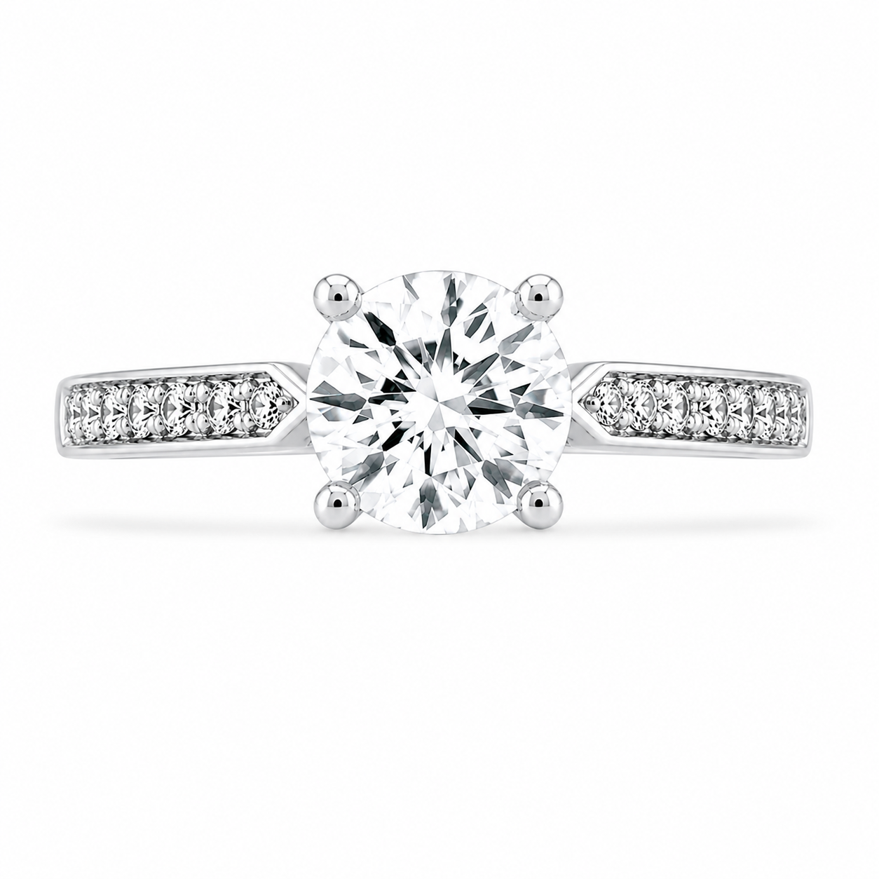 Charlotte 2.77 ct Lab Grown Round Cut Pave 4 Prong Diamond Engagement Ring