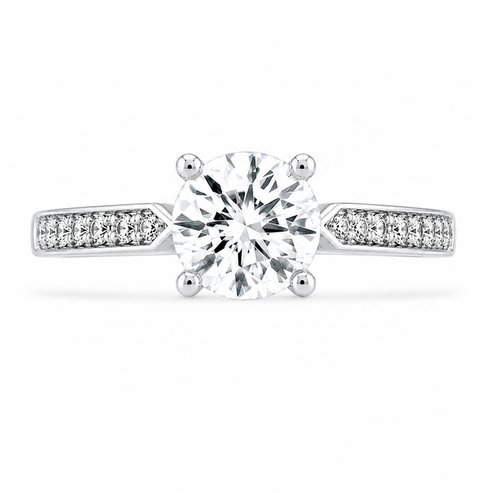 Charlotte  Lab Grown Round Cut Pave 4 Prong Diamond Engagement Ring